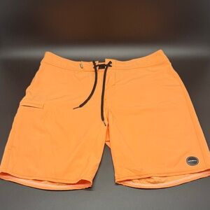 O'Neill Men's Bright Orange Swim Board Shorts with Black Drawstring Sz 32